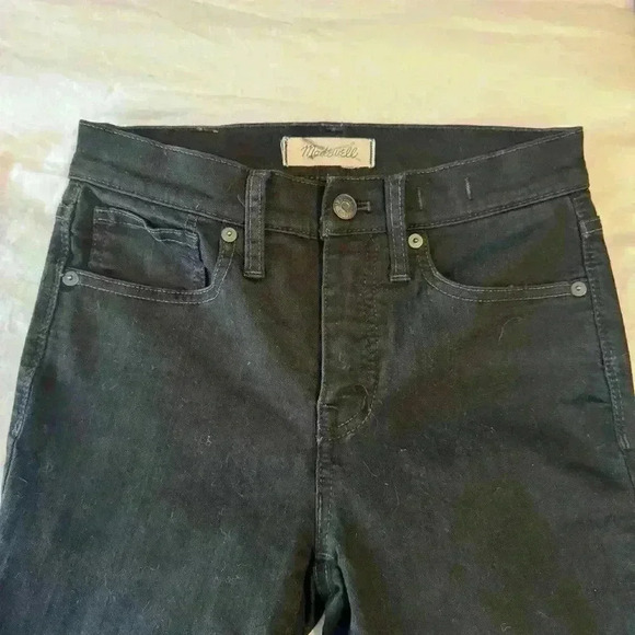 Madewell womens 26 jeans 9” high rise skinny cropped black raw hem denim pants - Picture 10 of 12